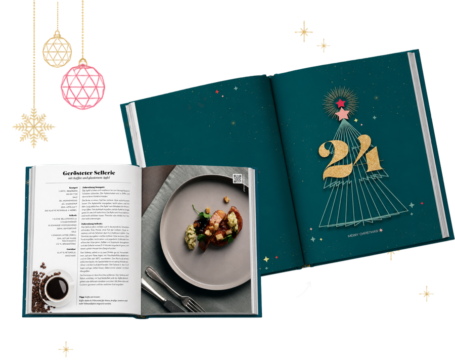 Aufgeschlagenes Buch mit Rezeptseite